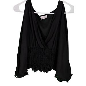 Anne Charles Women's Sheer Boho Blouse, Black Size Small
